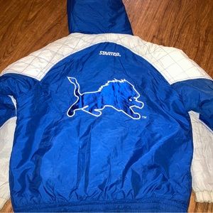 Vintage Detroit Lions Starter Jacket 90s parka coat size large with flaws